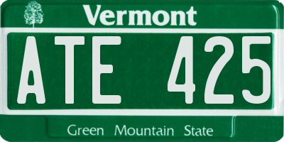 VT license plate ATE425