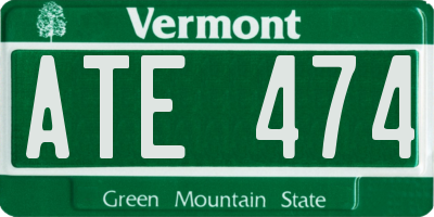 VT license plate ATE474