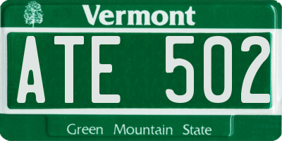 VT license plate ATE502