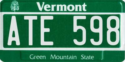 VT license plate ATE598
