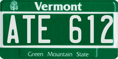 VT license plate ATE612