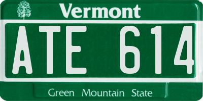 VT license plate ATE614