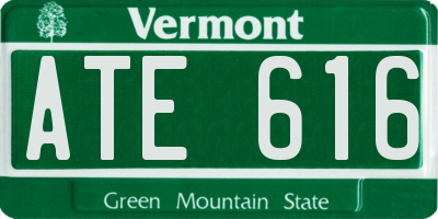 VT license plate ATE616