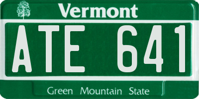 VT license plate ATE641