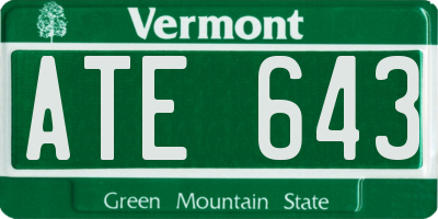 VT license plate ATE643