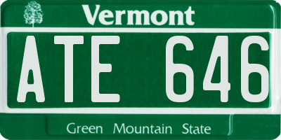 VT license plate ATE646