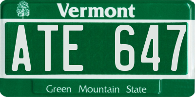 VT license plate ATE647