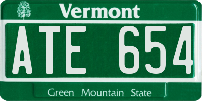VT license plate ATE654