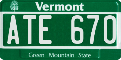 VT license plate ATE670
