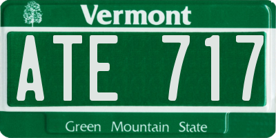 VT license plate ATE717