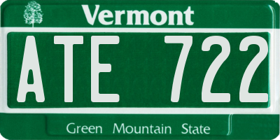 VT license plate ATE722