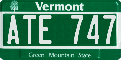 VT license plate ATE747