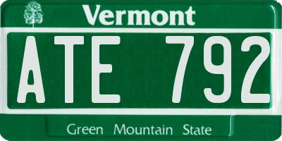 VT license plate ATE792