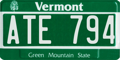 VT license plate ATE794