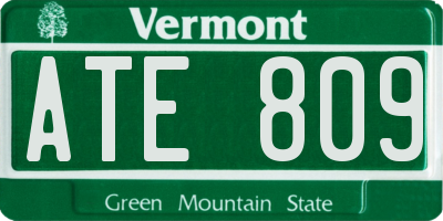 VT license plate ATE809