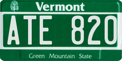 VT license plate ATE820
