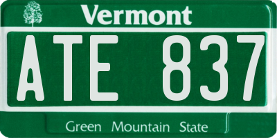 VT license plate ATE837