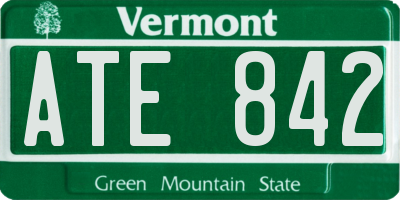 VT license plate ATE842