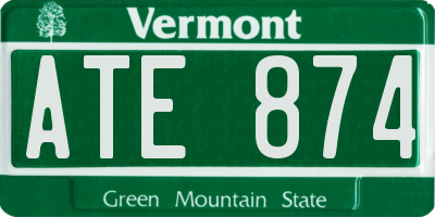 VT license plate ATE874