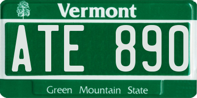 VT license plate ATE890