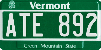 VT license plate ATE892