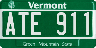 VT license plate ATE911