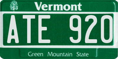 VT license plate ATE920
