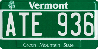 VT license plate ATE936