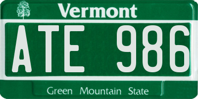 VT license plate ATE986