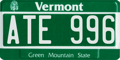 VT license plate ATE996