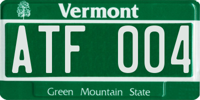 VT license plate ATF004