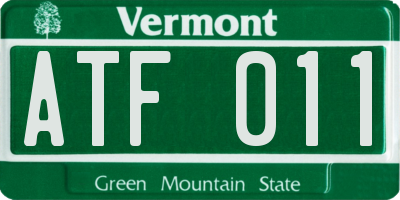 VT license plate ATF011