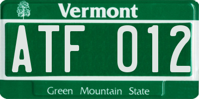 VT license plate ATF012