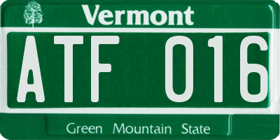 VT license plate ATF016
