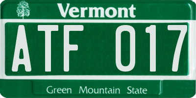 VT license plate ATF017