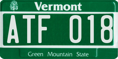 VT license plate ATF018