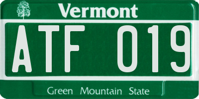VT license plate ATF019