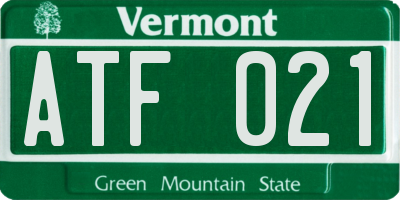 VT license plate ATF021