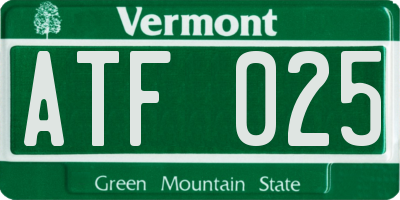 VT license plate ATF025
