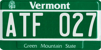 VT license plate ATF027