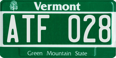 VT license plate ATF028