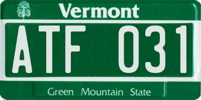 VT license plate ATF031