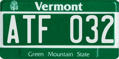 VT license plate ATF032