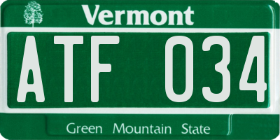 VT license plate ATF034
