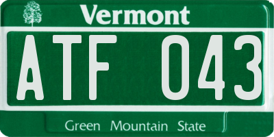 VT license plate ATF043