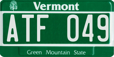 VT license plate ATF049