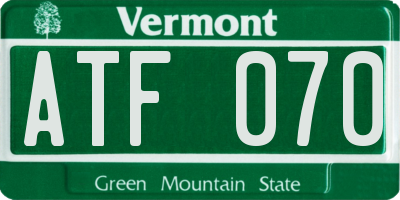 VT license plate ATF070