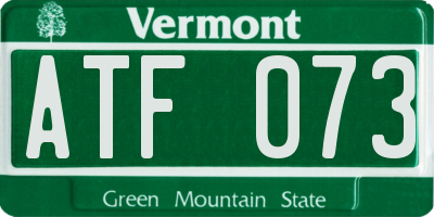 VT license plate ATF073