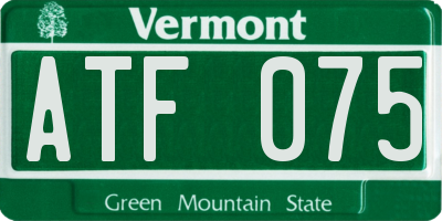 VT license plate ATF075
