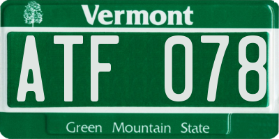 VT license plate ATF078